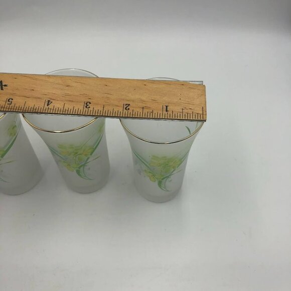 Vintage Set of 3 Frosted Swig Tall Shot Glasses Floral Wheat Grass Design - Picture 13 of 15